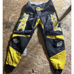 Vintage Fox Racing Motocross Pants Men's Size 32 Black Yellow Pads